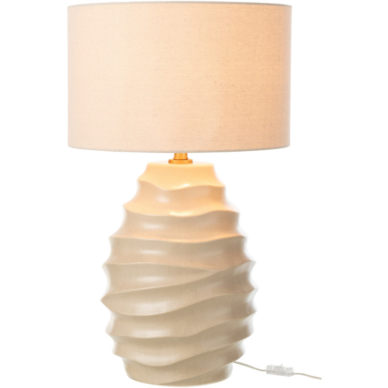 Grande Lampe à poser moderne vagues Hauteur 68 cm en Céramique Tissu Beige Fyna - 2