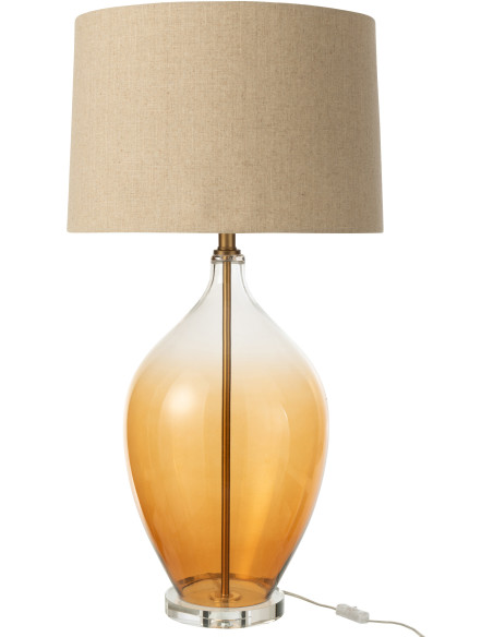 Grande Lampe à poser moderne Hauteur 85 cm en Verre Ambré Transparent Tissu Beige Amber - 1