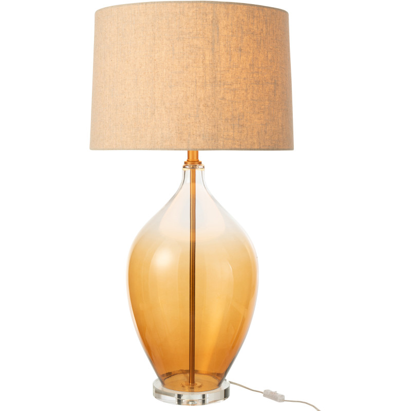 Grande Lampe à poser moderne Hauteur 85 cm en Verre Ambré Transparent Tissu Beige Amber - 2