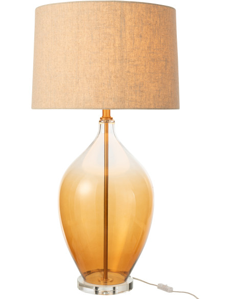 Grande Lampe à poser moderne Hauteur 85 cm en Verre Ambré Transparent Tissu Beige Amber - 2