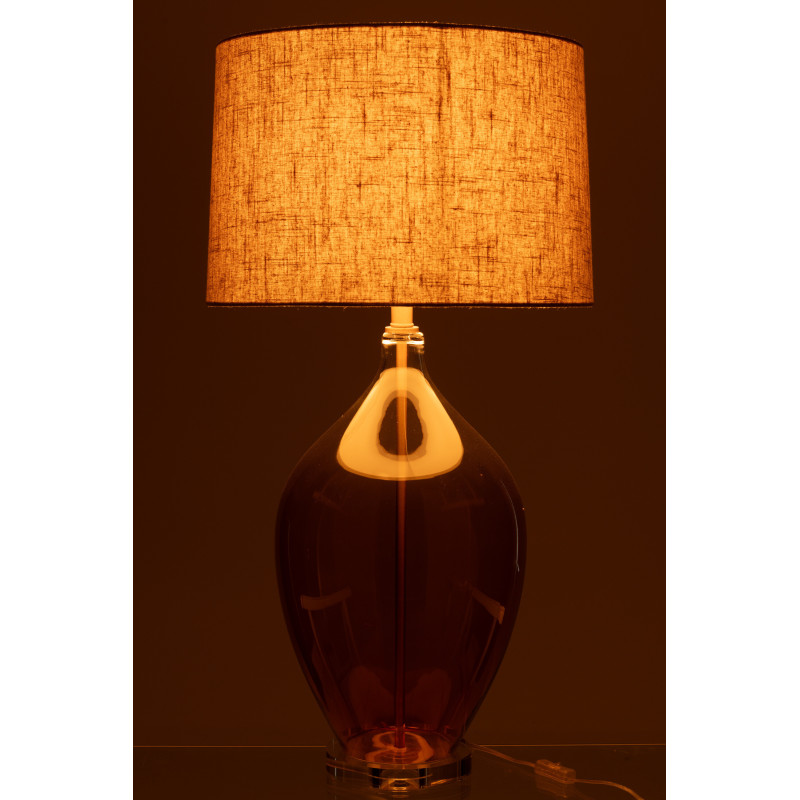 Grande Lampe à poser moderne Hauteur 85 cm en Verre Ambré Transparent Tissu Beige Amber - 3