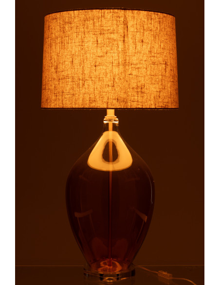 Grande Lampe à poser moderne Hauteur 85 cm en Verre Ambré Transparent Tissu Beige Amber - 3