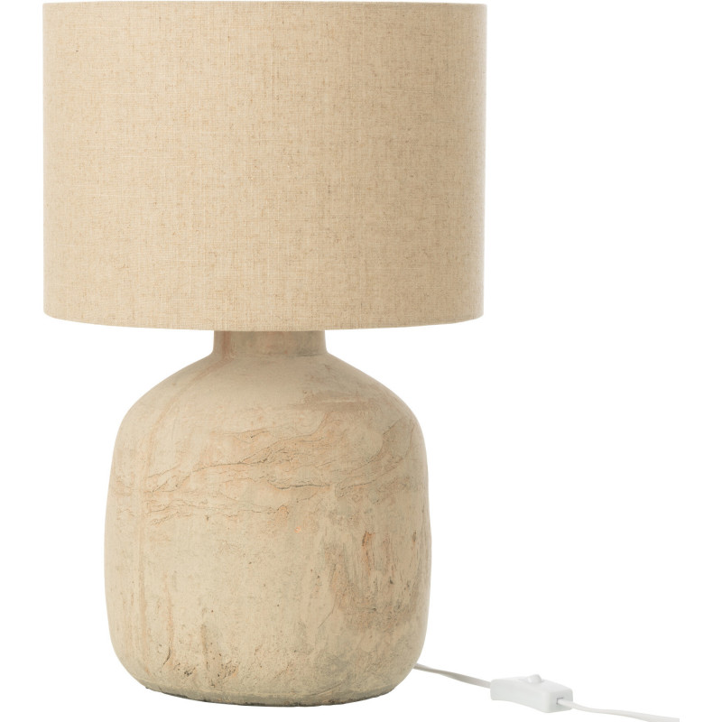 Lampe à poser moderne Hauteur 47 cm en Terre cuite Tissu Beige Mia - 1