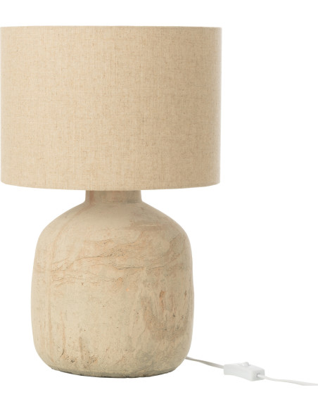 Lampe à poser moderne Hauteur 47 cm en Terre cuite Tissu Beige Mia - 1