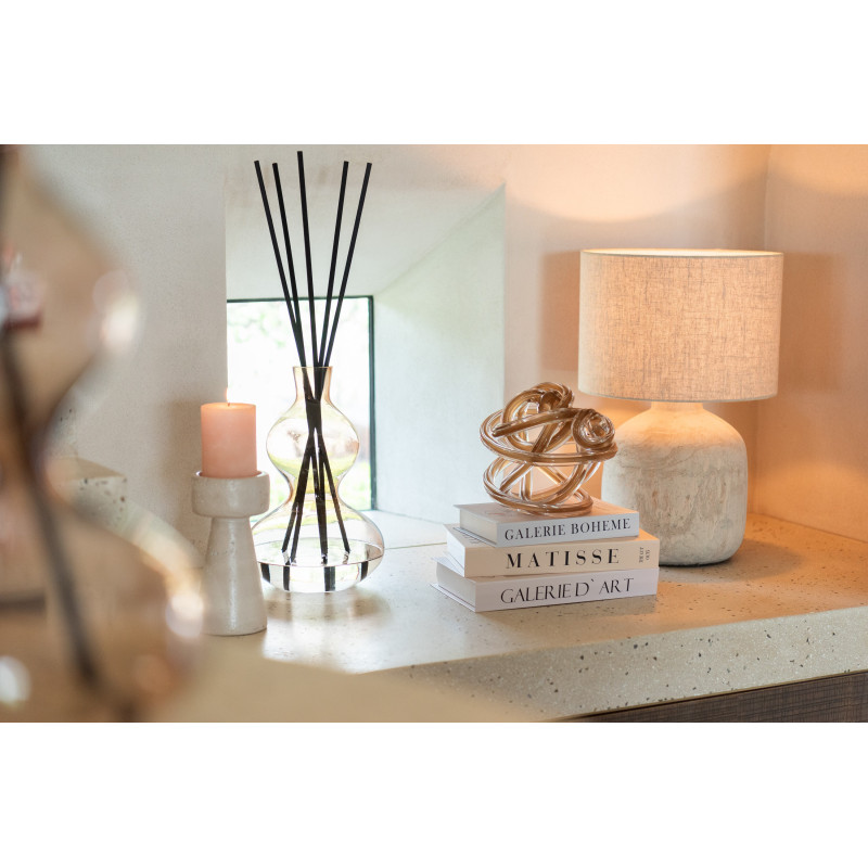 Lampe à poser moderne Hauteur 47 cm en Terre cuite Tissu Beige Mia - 2