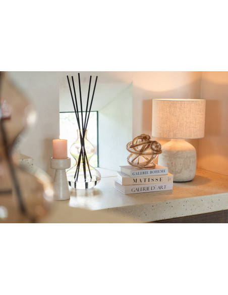 Lampe à poser moderne Hauteur 47 cm en Terre cuite Tissu Beige Mia - 2