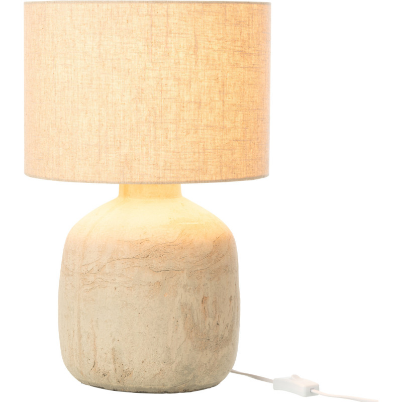 Lampe à poser moderne Hauteur 47 cm en Terre cuite Tissu Beige Mia - 3
