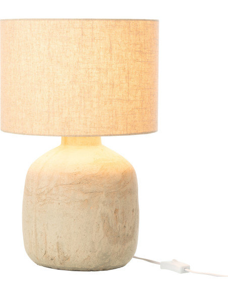 Lampe à poser moderne Hauteur 47 cm en Terre cuite Tissu Beige Mia - 3