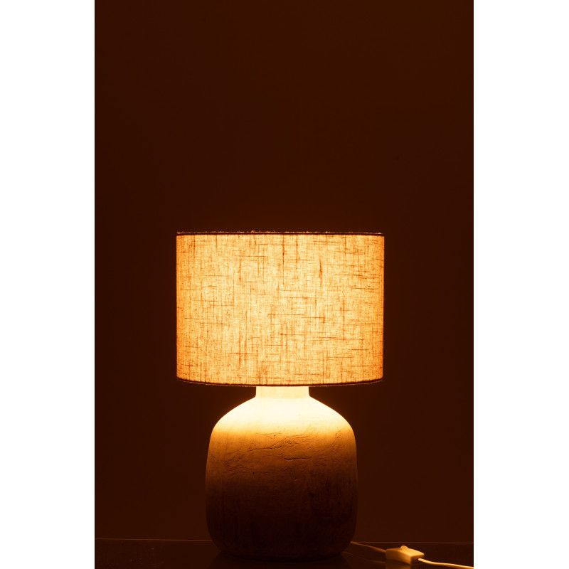 Lampe à poser moderne Hauteur 47 cm en Terre cuite Tissu Beige Mia - 4