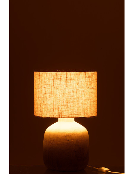 Lampe à poser moderne Hauteur 47 cm en Terre cuite Tissu Beige Mia - 4