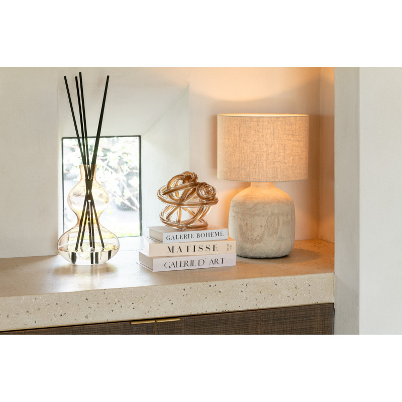 Lampe à poser moderne Hauteur 47 cm en Terre cuite Tissu Beige Mia - 5