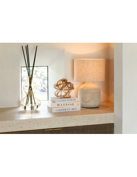 Lampe à poser moderne Hauteur 47 cm en Terre cuite Tissu Beige Mia - 5