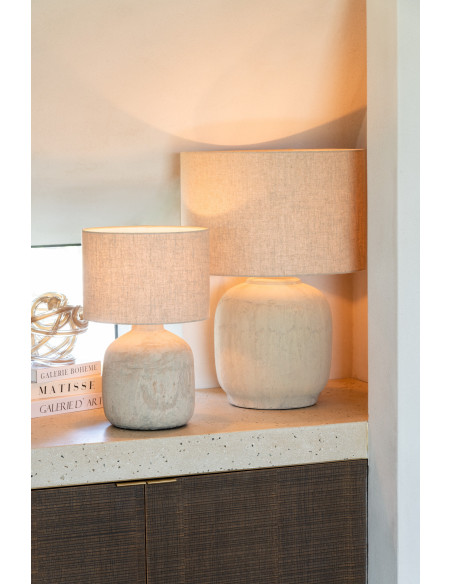 Lampe à poser moderne Hauteur 47 cm en Terre cuite Tissu Beige Mia - 6