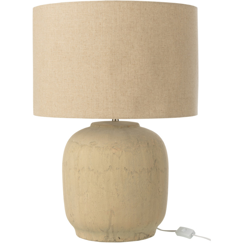 Grande Lampe à poser moderne Hauteur 64 cm en Terre cuite Tissu Beige Mia - 1
