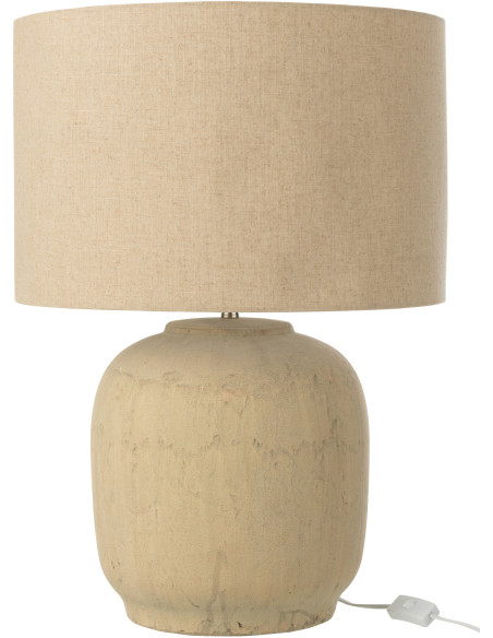 Grande Lampe à poser moderne Hauteur 64 cm en Terre cuite Tissu Beige Mia - 1