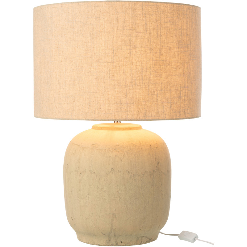 Grande Lampe à poser moderne Hauteur 64 cm en Terre cuite Tissu Beige Mia - 2