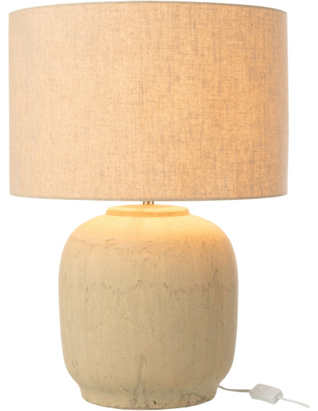 Grande Lampe à poser moderne Hauteur 64 cm en Terre cuite Tissu Beige Mia - 2