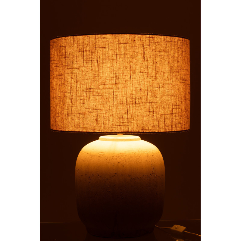 Grande Lampe à poser moderne Hauteur 64 cm en Terre cuite Tissu Beige Mia - 3