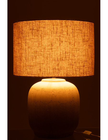 Grande Lampe à poser moderne Hauteur 64 cm en Terre cuite Tissu Beige Mia - 3