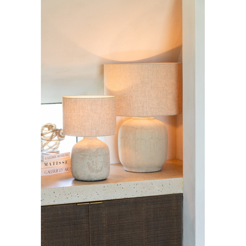 Grande Lampe à poser moderne Hauteur 64 cm en Terre cuite Tissu Beige Mia - 4