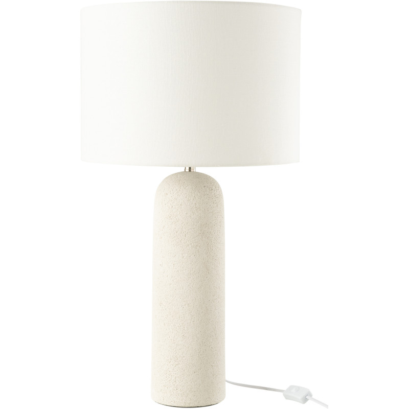 Grande Lampe à poser moderne Hauteur 68 cm en Terre cuite Blanc Moucheté Tissu Isla - 1