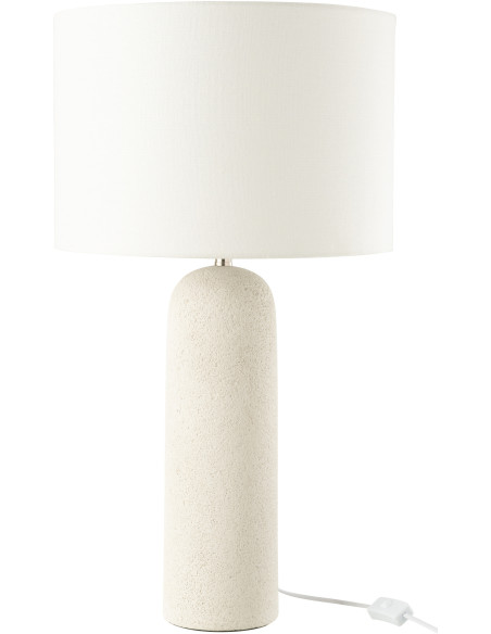 Grande Lampe à poser moderne Hauteur 68 cm en Terre cuite Blanc Moucheté Tissu Isla - 1