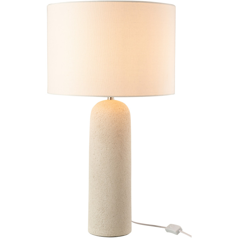Grande Lampe à poser moderne Hauteur 68 cm en Terre cuite Blanc Moucheté Tissu Isla - 3