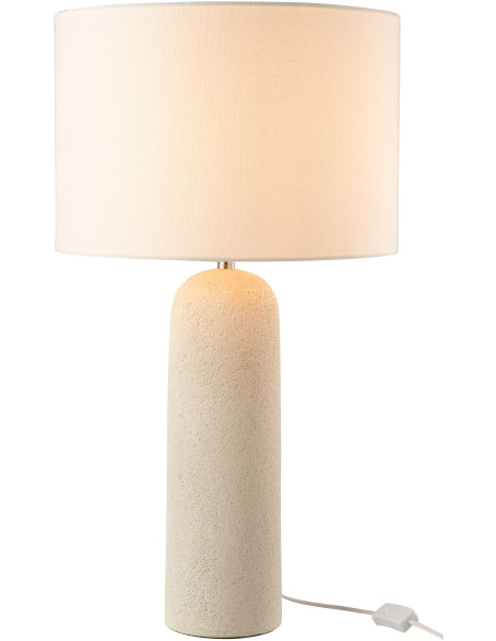 Grande Lampe à poser moderne Hauteur 68 cm en Terre cuite Blanc Moucheté Tissu Isla - 3