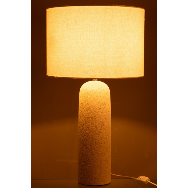 Grande Lampe à poser moderne Hauteur 68 cm en Terre cuite Blanc Moucheté Tissu Isla - 4