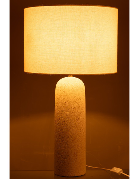 Grande Lampe à poser moderne Hauteur 68 cm en Terre cuite Blanc Moucheté Tissu Isla - 4