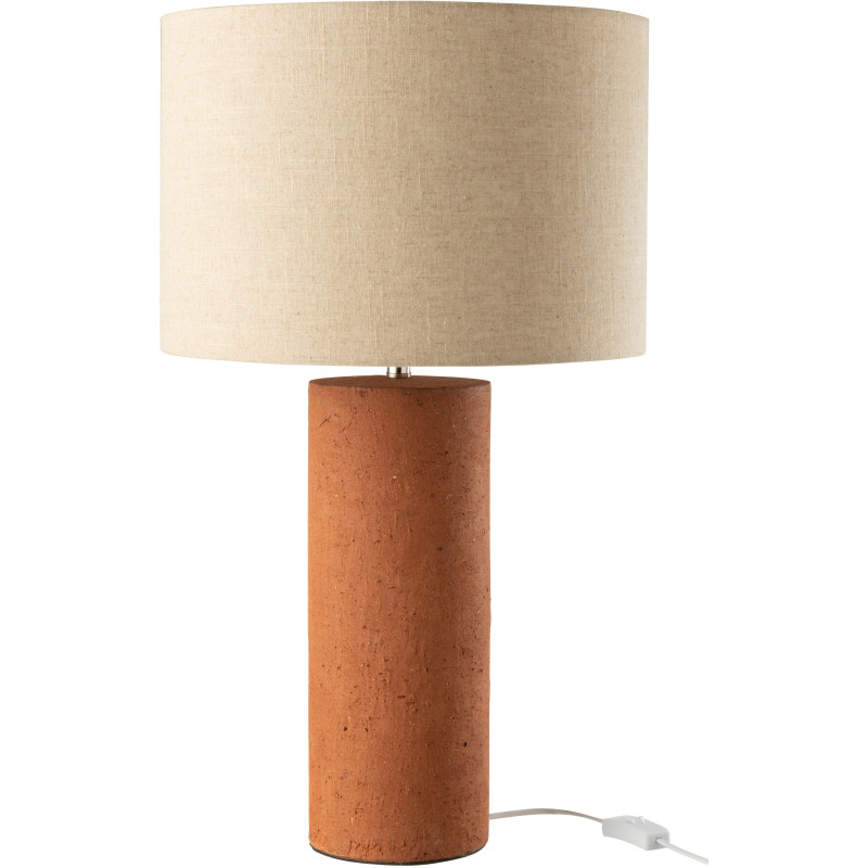 Grande Lampe à poser moderne Hauteur 65 cm en Terre cuite Terracotta Tissu Beige Isla - 1