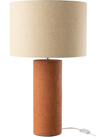 Grande Lampe à poser moderne Hauteur 65 cm en Terre cuite Terracotta Tissu Beige Isla - 1