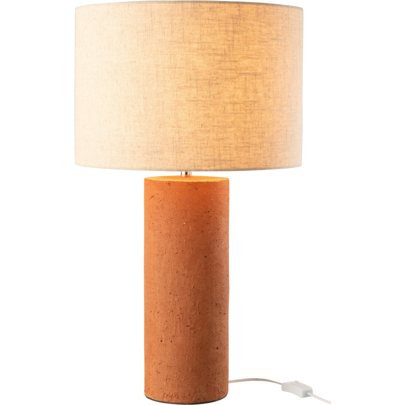 Grande Lampe à poser moderne Hauteur 65 cm en Terre cuite Terracotta Tissu Beige Isla - 3