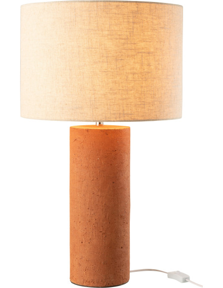 Grande Lampe à poser moderne Hauteur 65 cm en Terre cuite Terracotta Tissu Beige Isla - 3