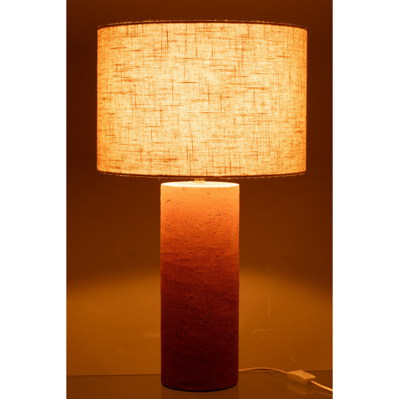 Grande Lampe à poser moderne Hauteur 65 cm en Terre cuite Terracotta Tissu Beige Isla - 4