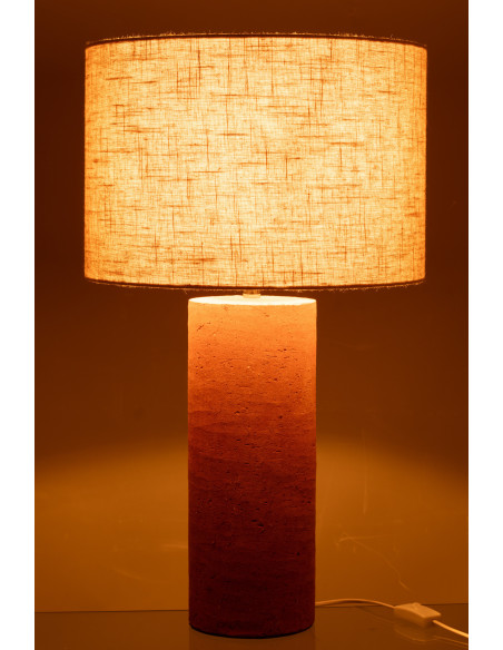 Grande Lampe à poser moderne Hauteur 65 cm en Terre cuite Terracotta Tissu Beige Isla - 4