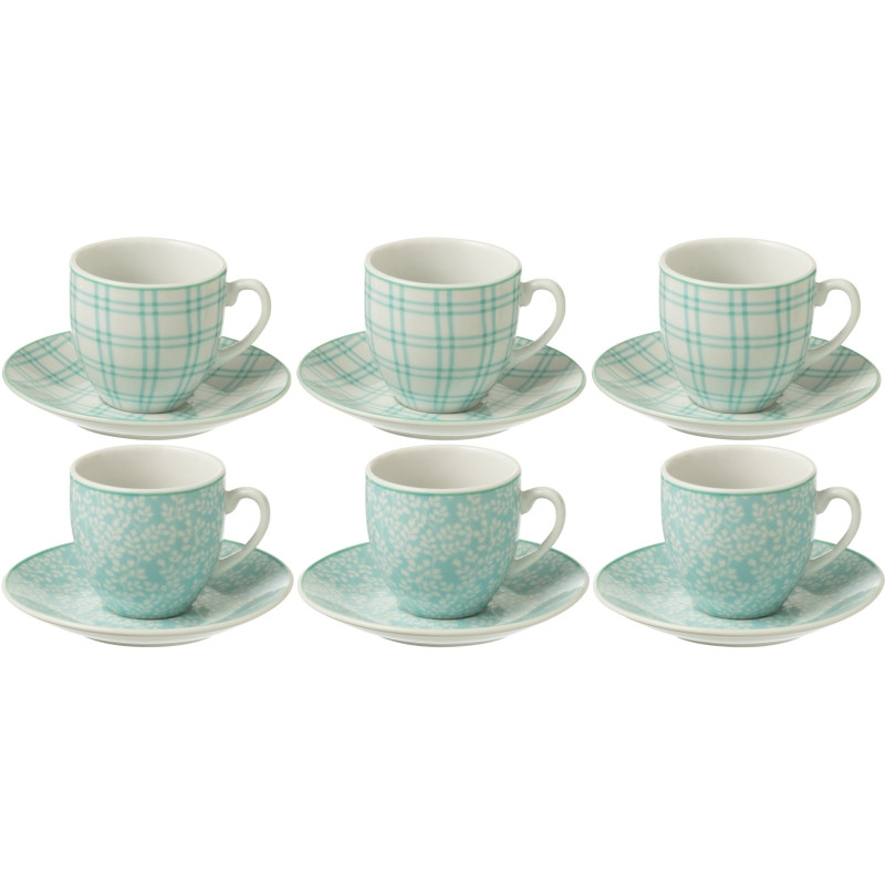 Set De 6 Tasses à Espresso En Céramique 80ml Avec Soucoupes - Motif Marron, Finitions Dorées - Pour Maison, Bar, Cadeau