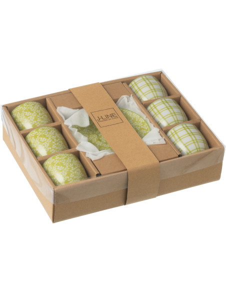 Coffret 6 Tasses Espresso 80 ml en Céramique Vert Blanc Motif feuilles Kalo - 3