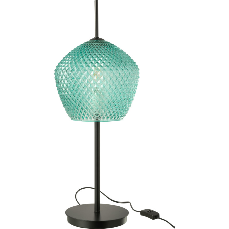 Grande Lampe à poser minimaliste Hauteur 60 cm en Verre Vert Métal Noir Jymo - 1