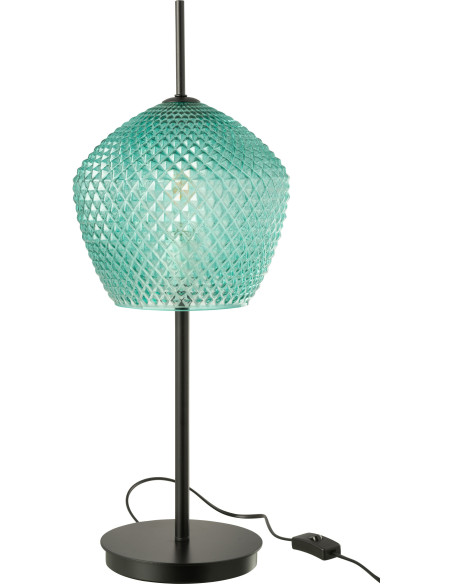 Grande Lampe à poser minimaliste Hauteur 60 cm en Verre Vert Métal Noir Jymo - 1