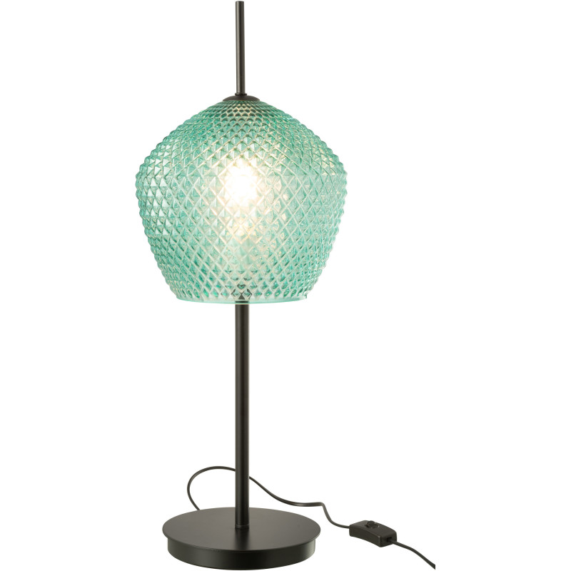 Grande Lampe à poser minimaliste Hauteur 60 cm en Verre Vert Métal Noir Jymo - 3