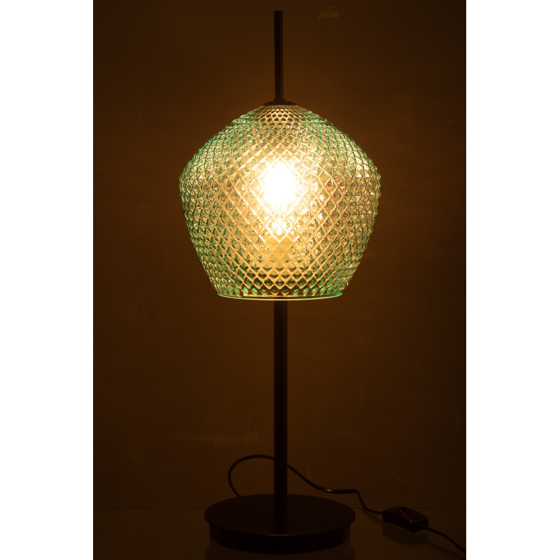 Grande Lampe à poser minimaliste Hauteur 60 cm en Verre Vert Métal Noir Jymo - 4