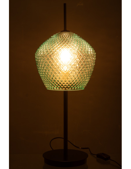 Grande Lampe à poser minimaliste Hauteur 60 cm en Verre Vert Métal Noir Jymo - 4