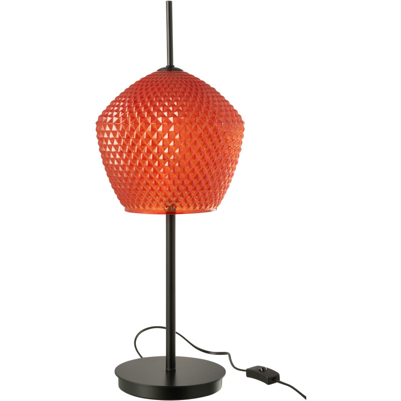 Grande Lampe à poser minimaliste Hauteur 60 cm en Verre Rouge Métal Noir Jymo - 1