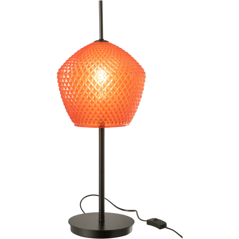 Grande Lampe à poser minimaliste Hauteur 60 cm en Verre Rouge Métal Noir Jymo - 3