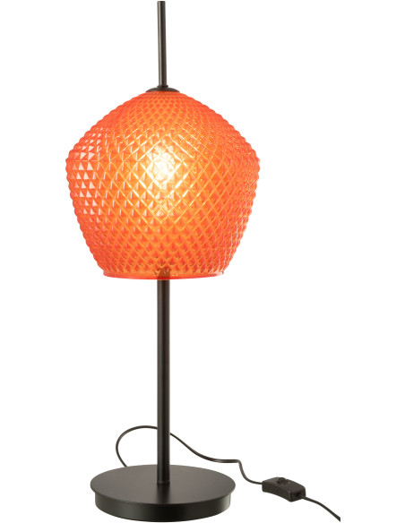 Grande Lampe à poser minimaliste Hauteur 60 cm en Verre Rouge Métal Noir Jymo - 3
