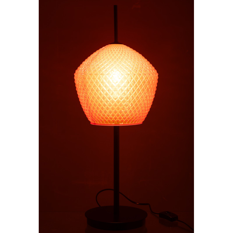Grande Lampe à poser minimaliste Hauteur 60 cm en Verre Rouge Métal Noir Jymo - 4