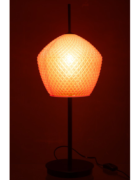 Grande Lampe à poser minimaliste Hauteur 60 cm en Verre Rouge Métal Noir Jymo - 4