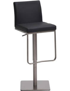 Tabouret de bar Avec dossier Nolan en Polyuréthane Gris Acier inoxydable Argenté Brossé mat - 1
