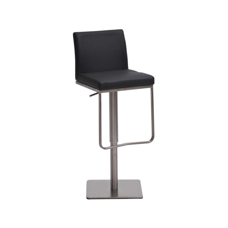 Tabouret de bar Avec dossier Nolan en Polyuréthane Gris Acier inoxydable Argenté Brossé mat - 1